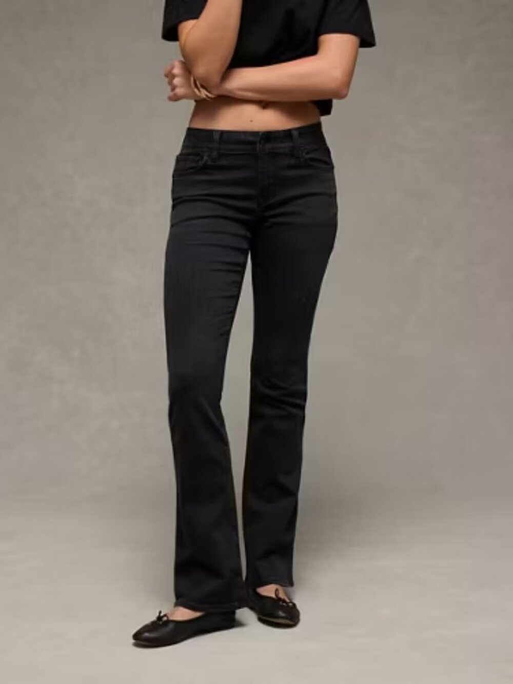 American Eagle Women's Black Next Level Stretch Denim Kick Boot-Cut Jeans Size 6